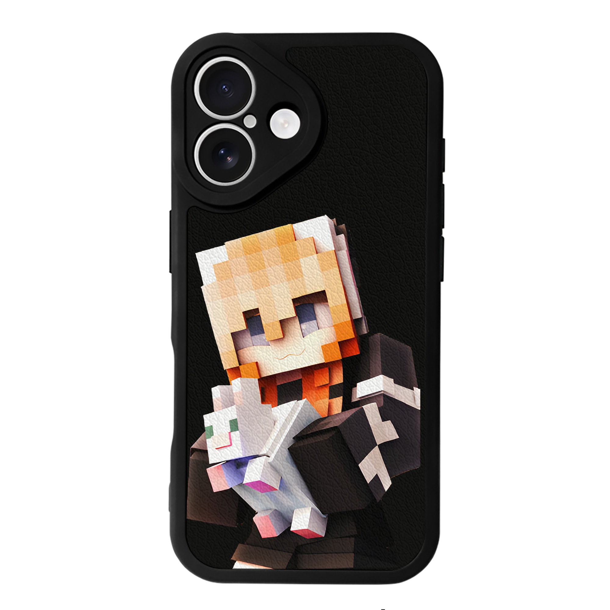 （画像用） マインクラフト ブロックの世界 Minecraft MC Block world 【iPhone 16シリーズ対応】シリコンスマホケース（レザー調） 材質：シリコン